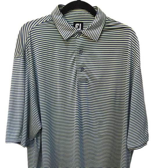 Men's FootJoy FJ Golf Performance Polo Shirt Green/Blue Stripe Size XL‎ - Picture 1 of 7